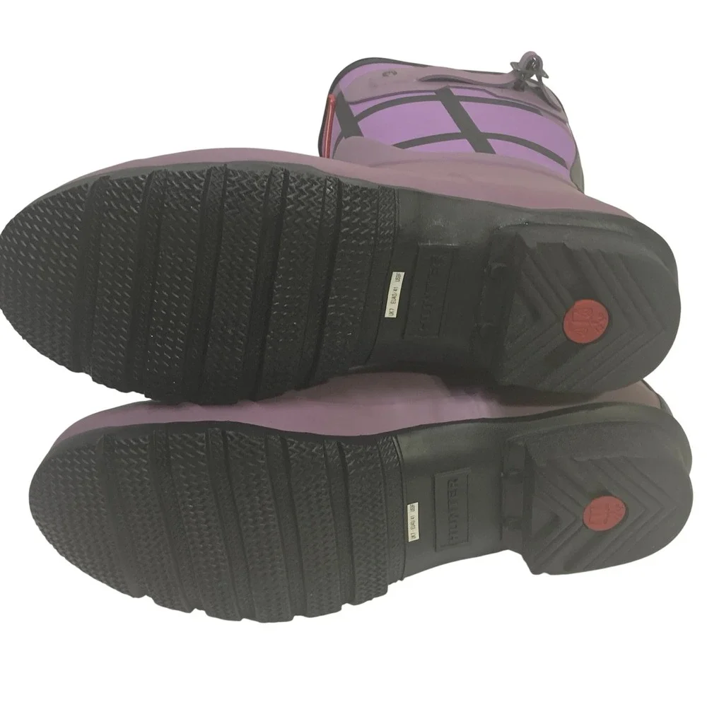 Hunter Women's‎ Short Tartan Rain Boots Purple Black Size 9 Boot Fleece Socks UK